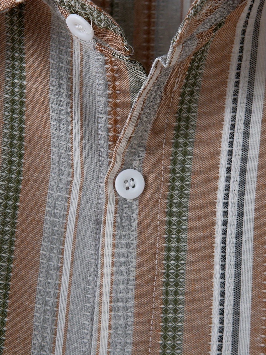 WW | Gestreiftes Baumwoll Leinen Herrenhemd für entspannte Looks