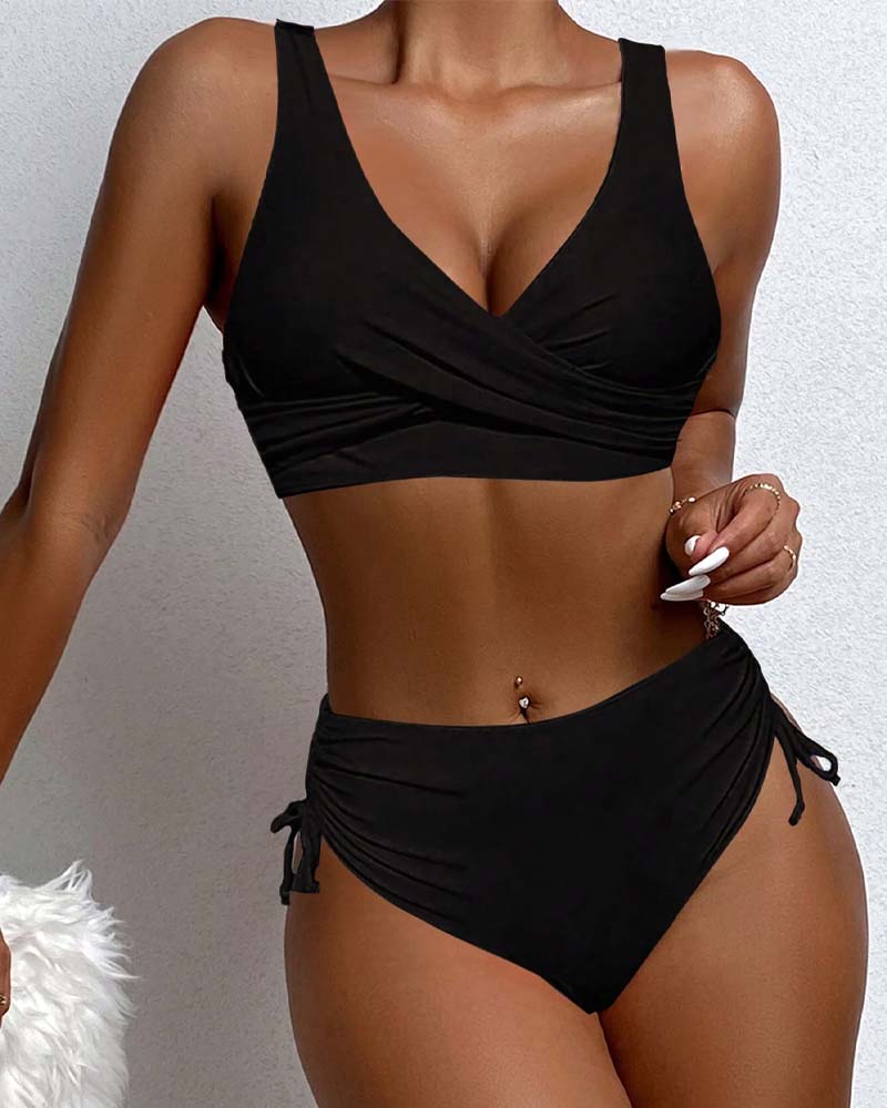 WW bikini-badeanzug mit kordelzug und schnürung hinten