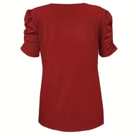 WW | Elegantes Geripptes V-ausschnitt T-shirt Für Damen