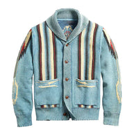 WW | Herren Jacquard Strickjacke Im Weinlese Stil