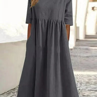 WW | Hochwertiges Baumwoll-Leinen-Kleid