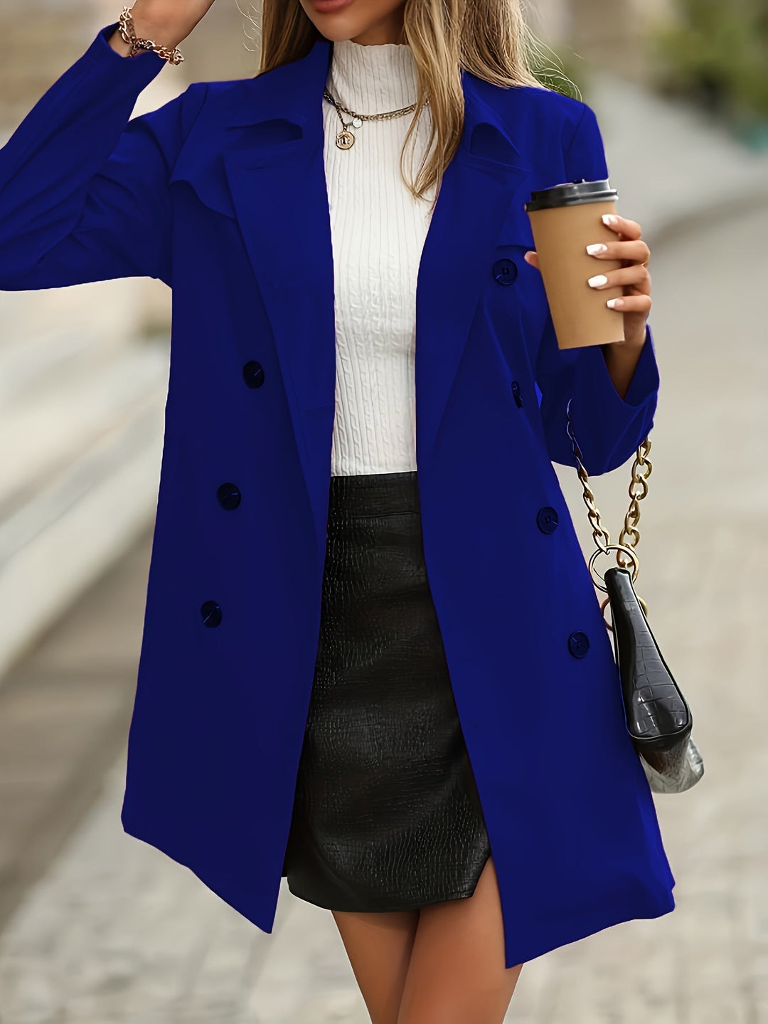 W&W Mode | Damen Doppelreihiger Trenchcoat Mit Knopfdetails