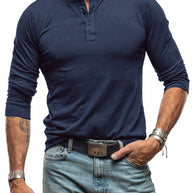 WW | Langarm Henley Hemd im Vintage Stil für Herren