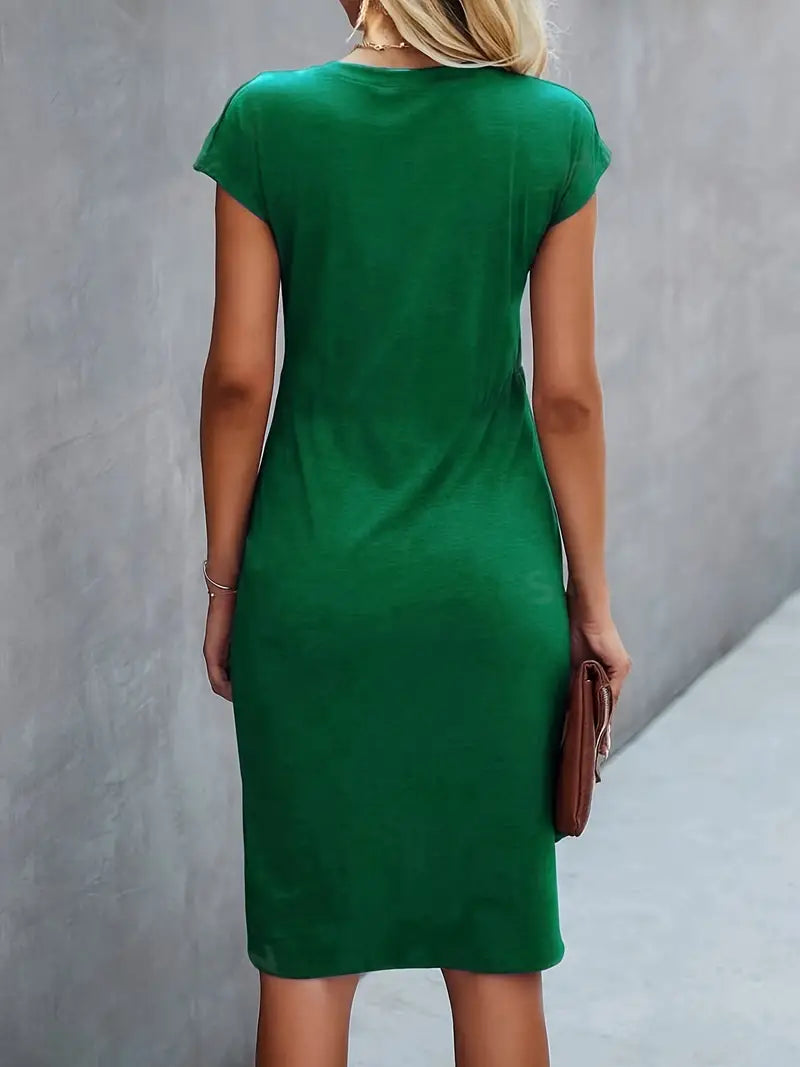 Damen figurbetontes Kleid mit Rundhalsausschnitt