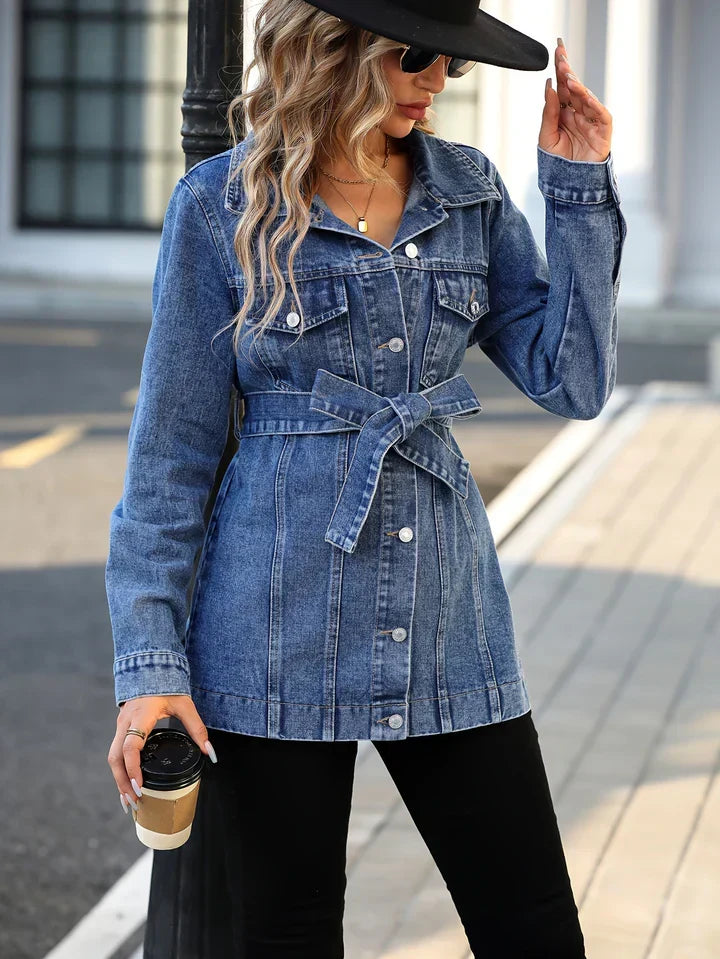 W&W Mode - Damen Denim-Mantel Mit Klappentaschen