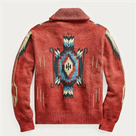WW | Herren Jacquard Strickjacke Im Weinlese Stil