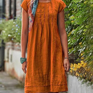 WW | Vintage und Casual Damenkleider aus Festem Leinen