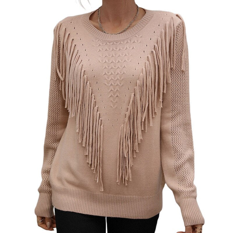 WW Sweater | Trendiger sommerpullover damen mit einzigartigem Quastendesign