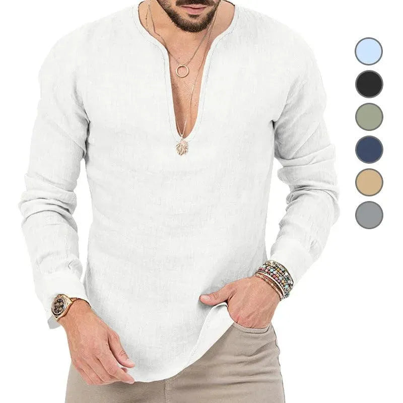 W&W Mode | Herren Leinen Langarmhemd