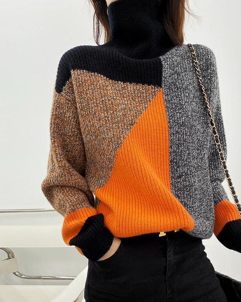 WW | Pulli Farbblock mit Stehkragen