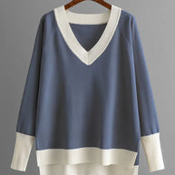 WW | Stilvolles Set Aus Langärmligem Strickoberteil Und Hose Mit V-Ausschnitt