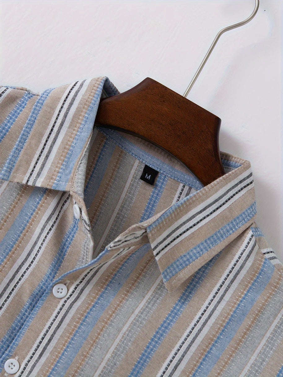 WW | Gestreiftes Baumwoll Leinen Herrenhemd für entspannte Looks