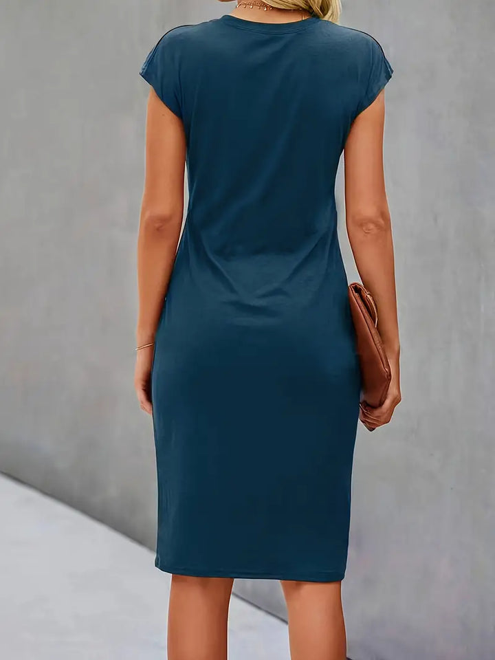 Damen figurbetontes Kleid mit Rundhalsausschnitt