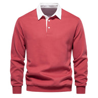 WW | Elegantes Herren Langarm Polo Shirt Mit Klassischem Kragen