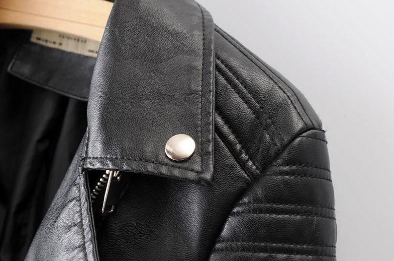 W&W Mode - Revers Reißverschluss Slim Fit Lederjacke