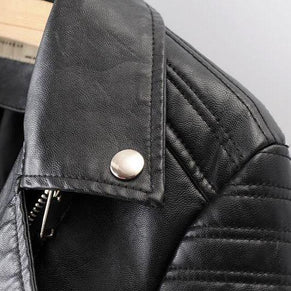 WW - Revers Reißverschluss Slim Fit Lederjacke