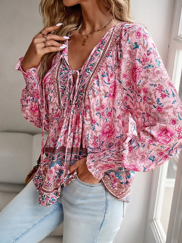 W&W Mode | Lässiges Bedrucktes Langarmshirt mit V-ausschnitt für Einen Modischen Look