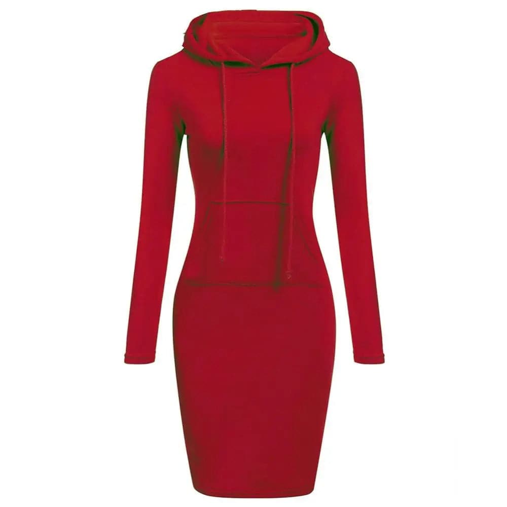W&W Mode | Casual Herbst Sweatkleid mit Kapuze und Kordelzug für Frauen