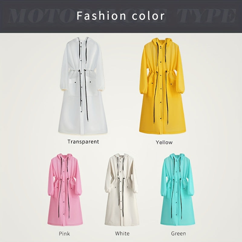 WW | Wasserdichte Damen Lange Regenjacke Mit Kapuze in Weiß