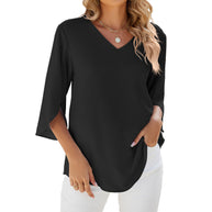WW | Lockeres Chiffon Blusentop Mit V-Ausschnitt