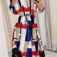 WW | Finde Dich Gut Bedrucktes Gürtel Hemd Midi Kleid