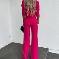 WW | Set mit Jacke und hoch taillierter gerader Hose für Damen | Stilvolles und komfortables Outfit