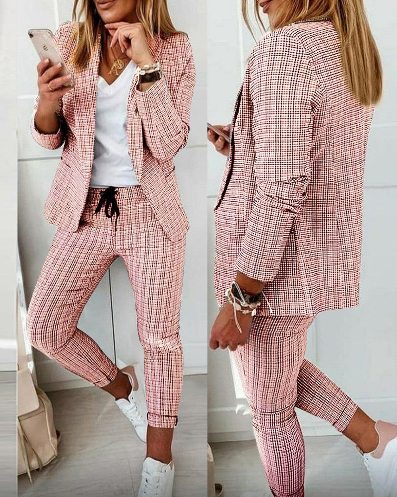 W&W Mode Anzug-Set Moderner Zweiteiler mit weiter Hose taillierter Blazerjacke
