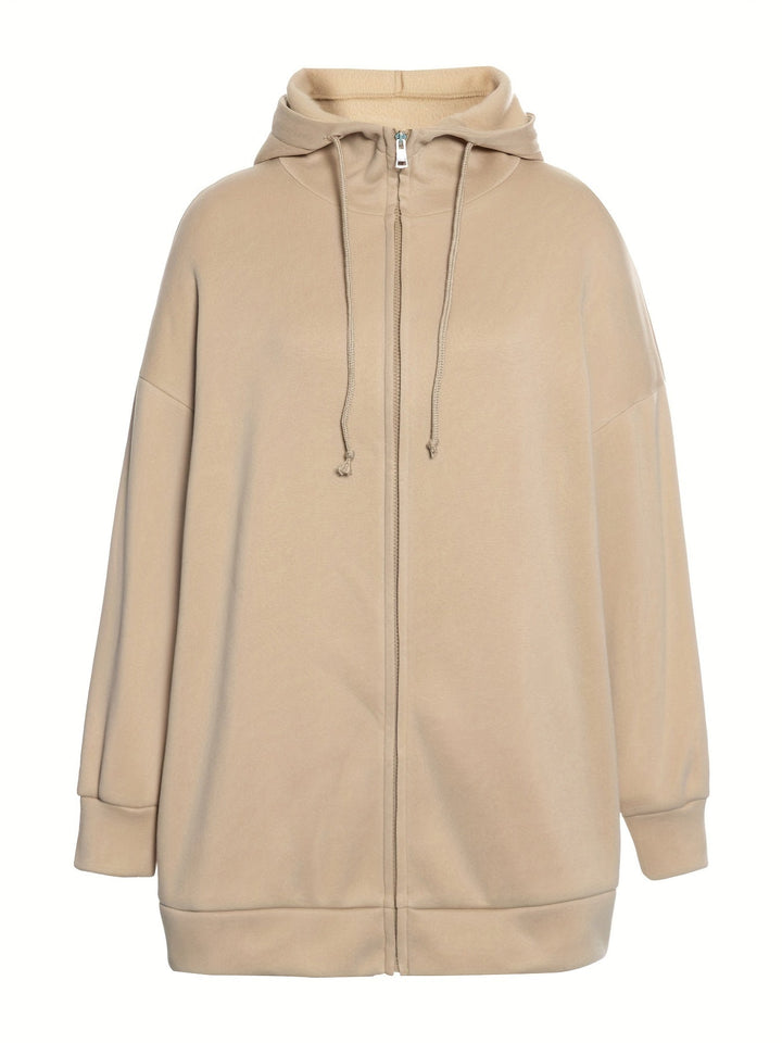 W&W Mode | Comfort - Extrem bequemer langer Zip-Up-Plüsch-Hoodie mit Kapuze für Damen