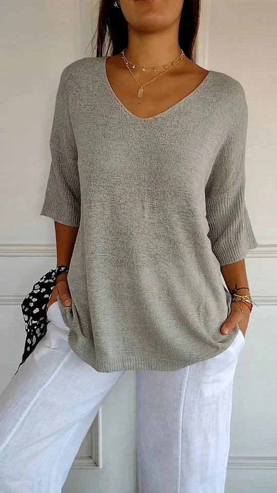 W&W Mode | Bequemes Damen-Stricktop mit V-Ausschnitt
