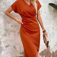 WW | Damen Midikleid mit V-Ausschnitt