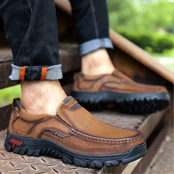 W&W Mode | Herren-Laufschuhe aus Leder, leicht, atmungsaktiv, Freizeitschuhe zum Hineinschlüpfen