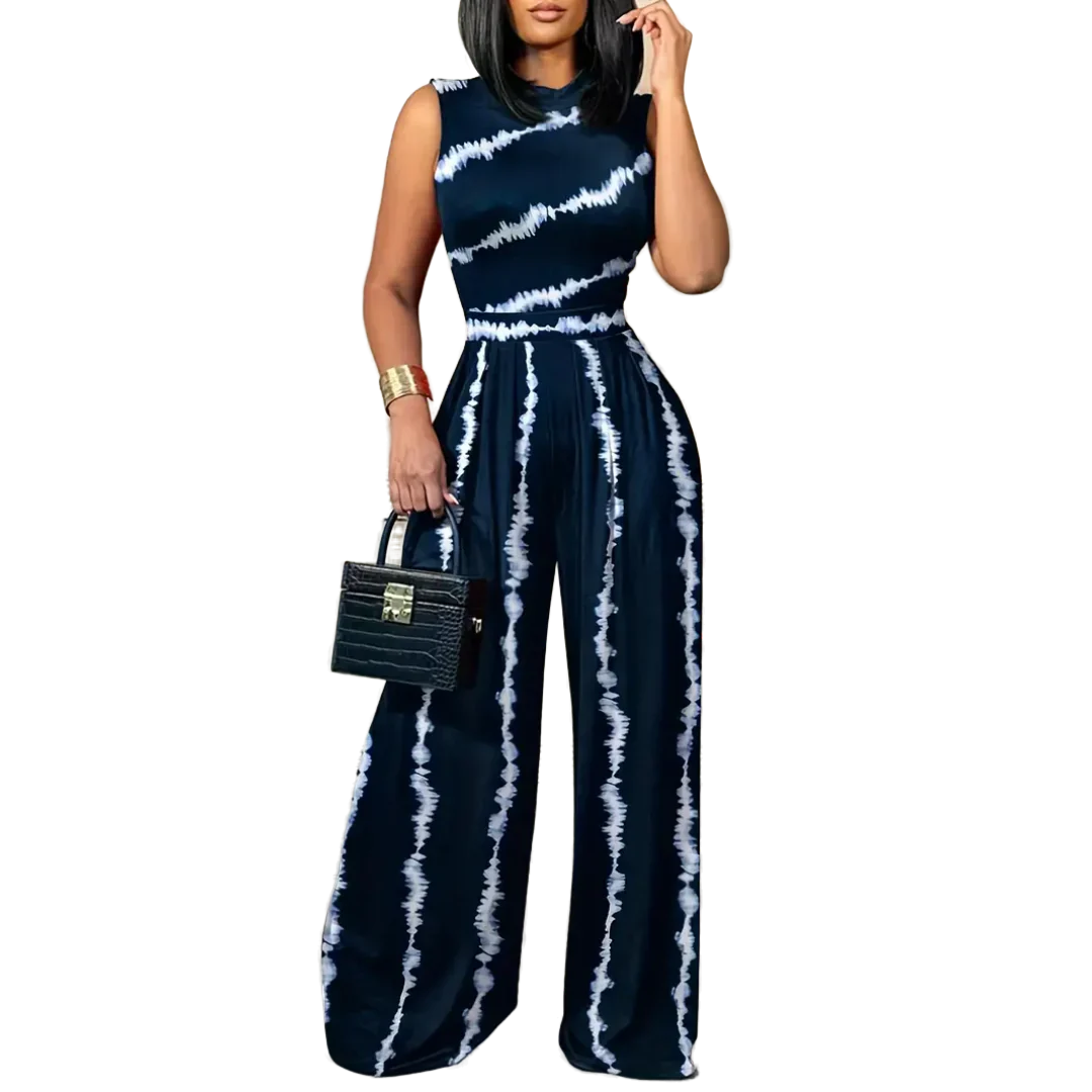 Ärmelloser Jumpsuit - Boho - Blumendruck Weites Bein