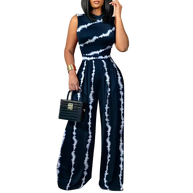 Ärmelloser Jumpsuit - Boho - Blumendruck Weites Bein