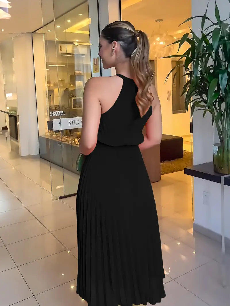 WW | Elegantes X-Sommer Midikleid mit Rundhalsausschnitt und Gesch Gathered Taille