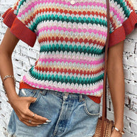 WW | rotes Crop-Top mit farbiger Struktur Für Frauen