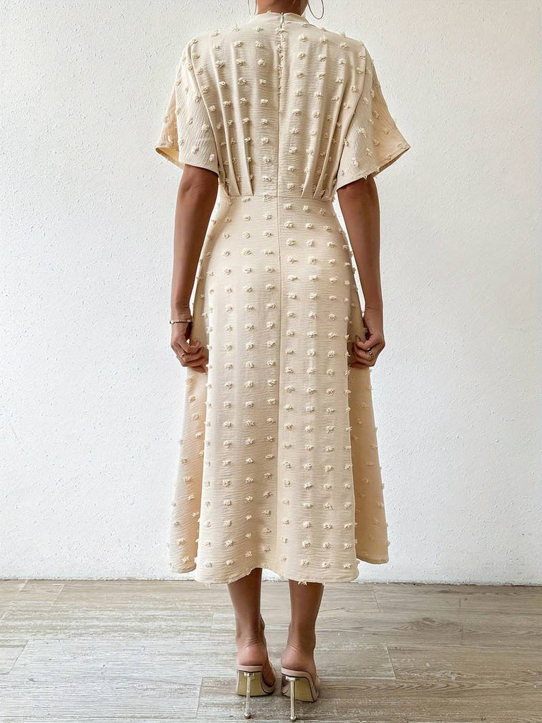 WW | Swiss Dot Rüsch Midi Kleid