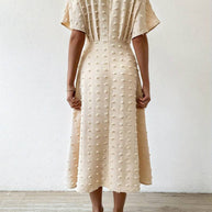 WW | Swiss Dot Rüsch Midi Kleid