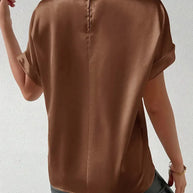 WW | Satin T-Shirt Mit Umgeschlagenen Ärmeln Für Damen