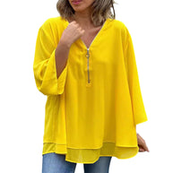 WW | Chiffon Reißverschlussoberteil V-Ausschnitt