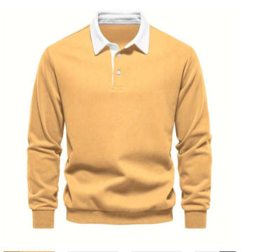 WW | Elegantes Herren Langarm Polo Shirt Mit Klassischem Kragen