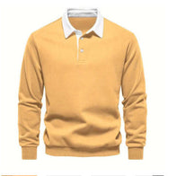 WW | Elegantes Herren Langarm Polo Shirt Mit Klassischem Kragen