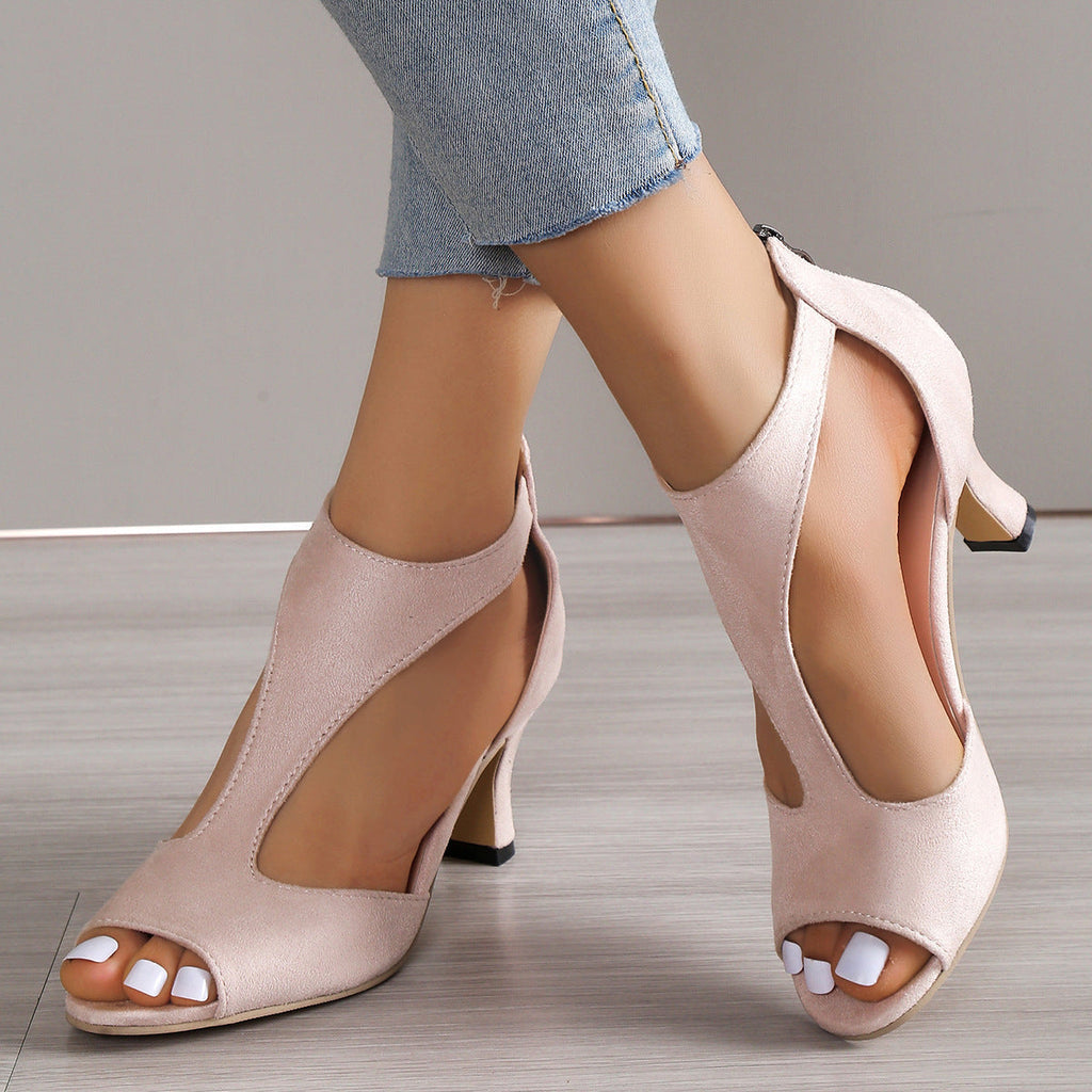 WW | Römische Damen Sandalen Mit Peep Toe Und Reißverschluss