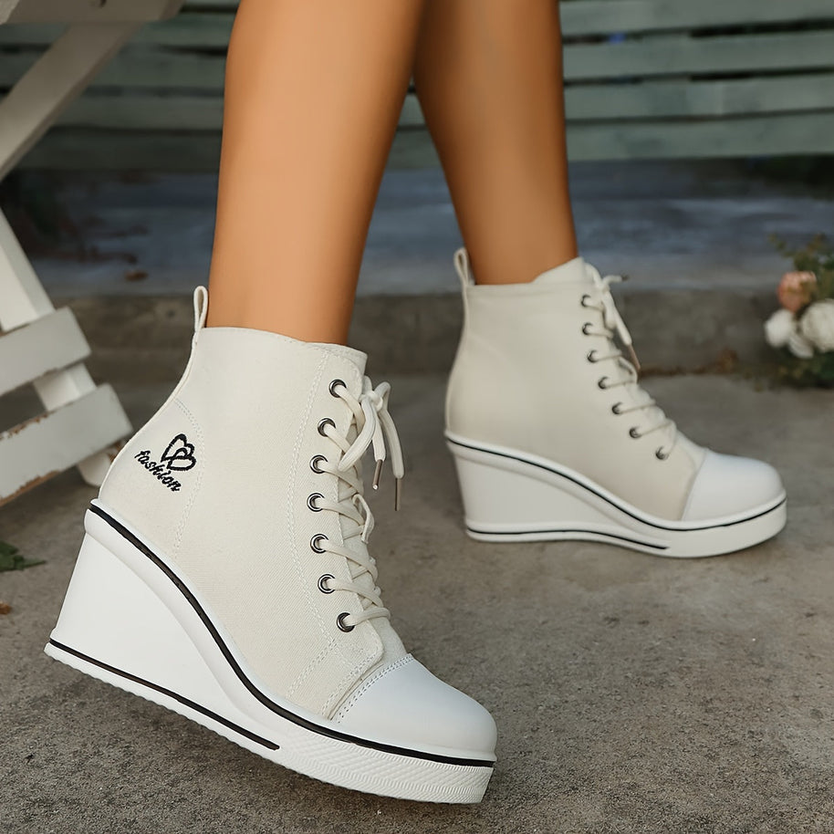 WW | Einfache Canvas Stiefeletten Mit Liebesmotiv