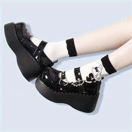 WW | Goth Fledermaus Liebe Herz Schnalle Plattform Lolita Mary Janes Schuhe