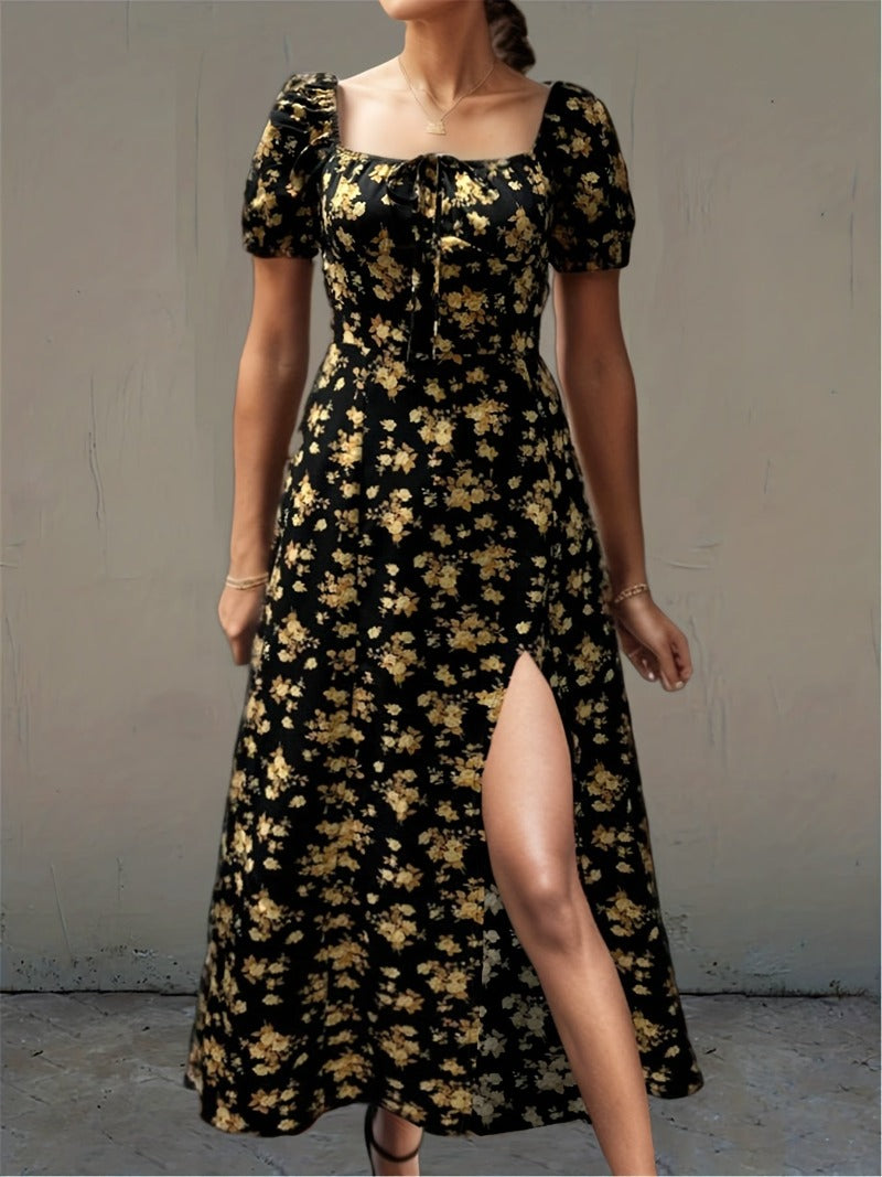 W&W Mode | Freizeitkleid mit Schlitz und kurzen Ärmeln