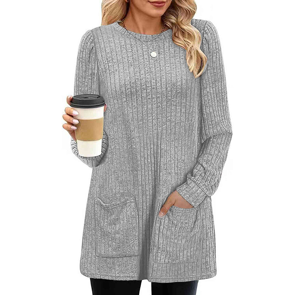 WW |  Herbst und Winter neue halblange Pullover Kleid Frau