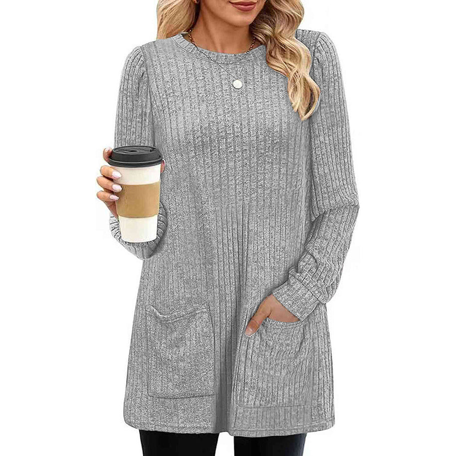 WW |  Herbst und Winter neue halblange Pullover Kleid Frau