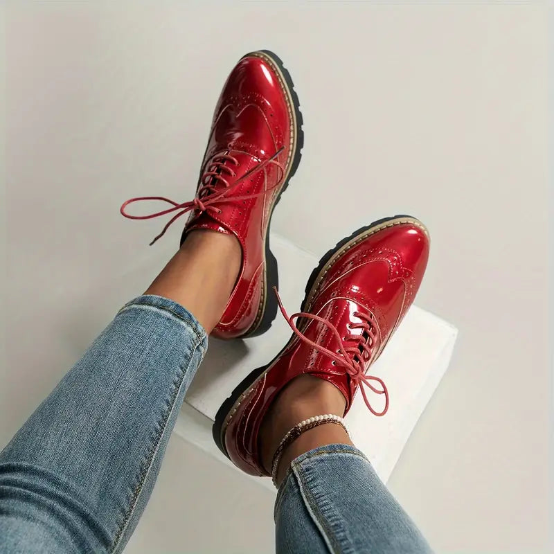 WW | Lackschuhe Im Oxford Stil Mit Klobiger Sohle Für Damen