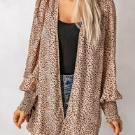 Strickjacke mit Leopardenmuster und Ballonärmeln
