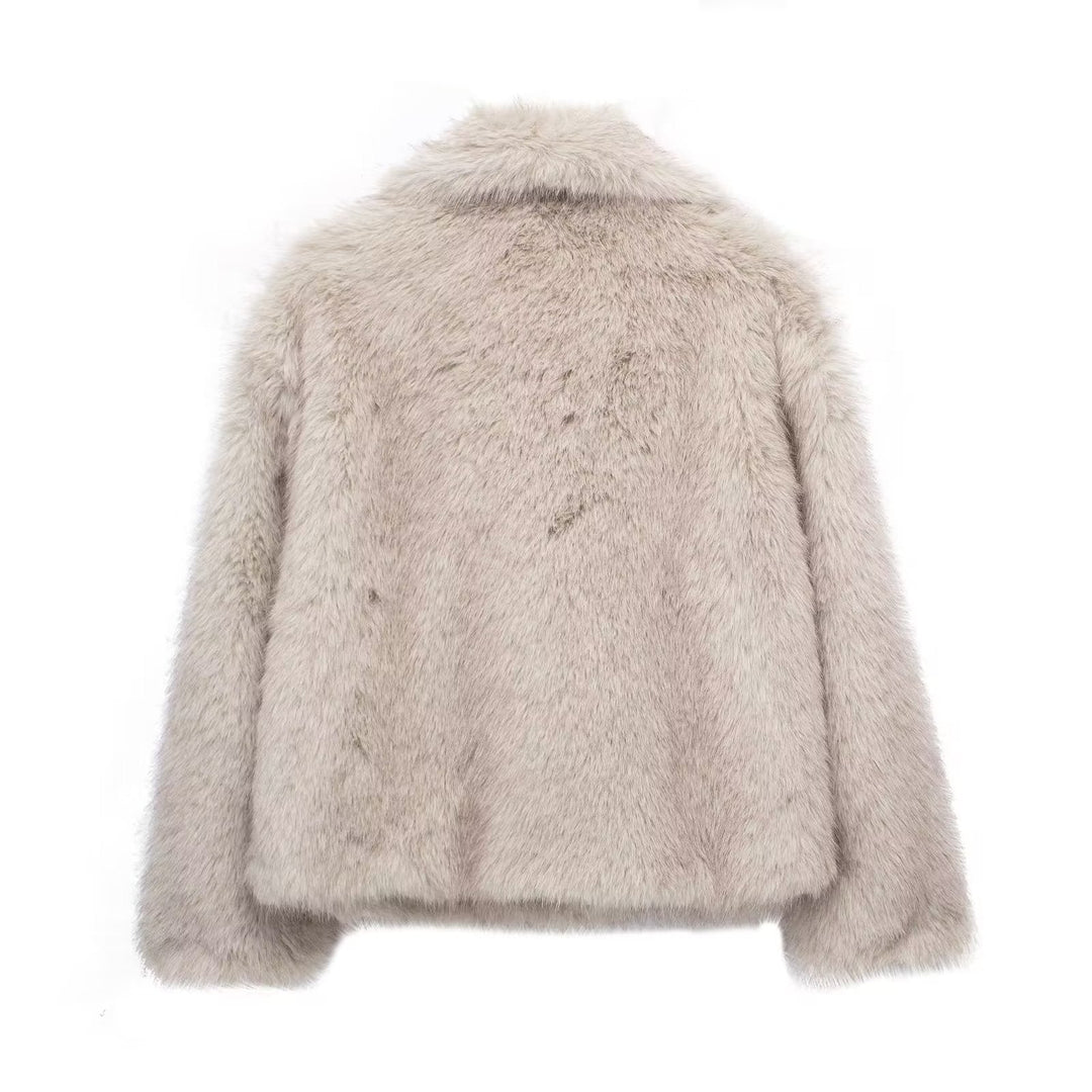 W&W Mode - Damen Herbst, Winter Pelz Mantel Imitation